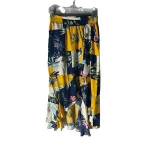Women’s Patchwork High Low Midi Skirt With Pockets Size Medium